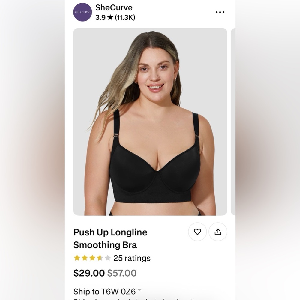 Black Longline Push Up Bra